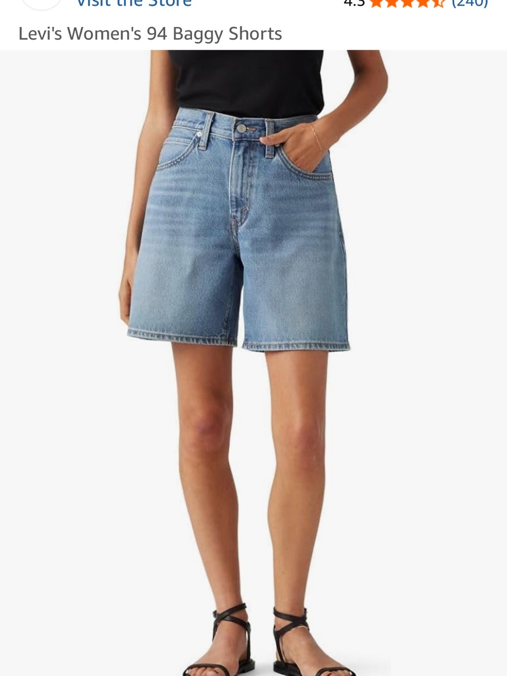 Levi's Light Blue mid rise loose thru hip and thigh  Baggy Jean Shorts size 34